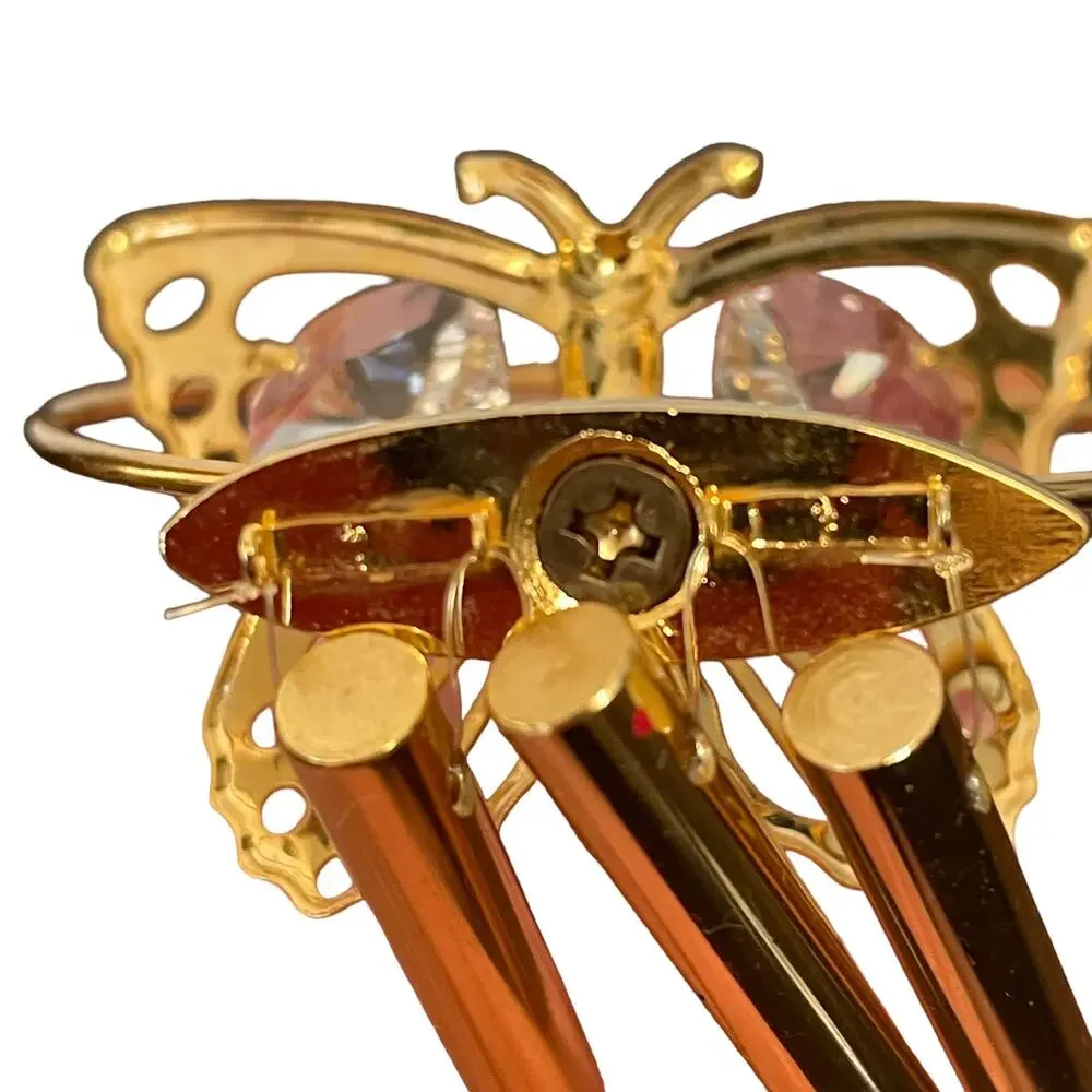 Butterfly Wind Chime Ornament Swarovski Crystal 24k Gold Plated? READ